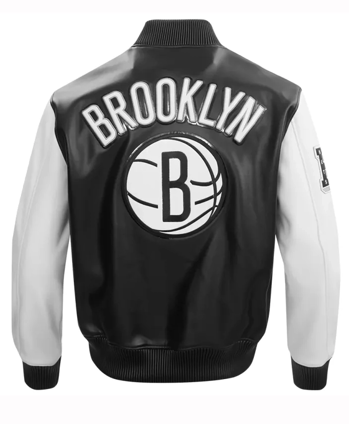 Brooklyn Nets City Signature Black Varsity Leather Jacket