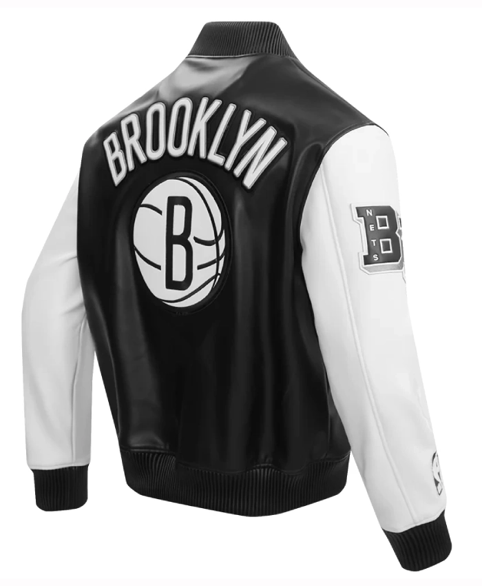 Brooklyn Nets City Signature Black and White Leather Jacket