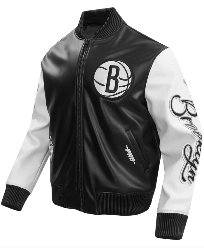 Brooklyn Nets City Signature Black and White Varsity Jacket