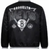 Brooklyn Nets Triangle Full Snap Black Varsity Jacket
