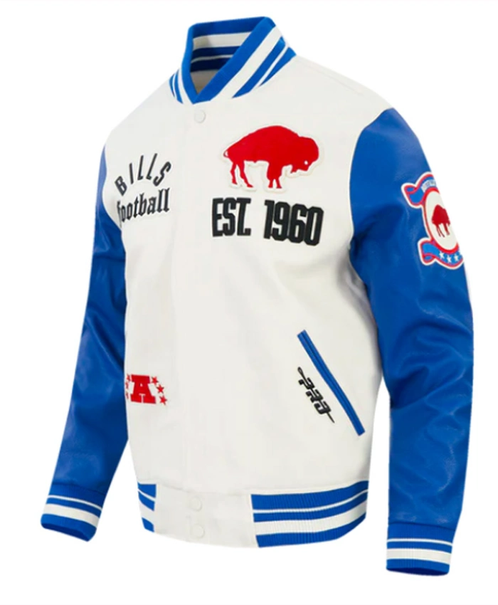 Buffalo Bills Modern Originals Classic Rib Leather Varsity Jacket