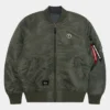 Buy AAPE x Alpha MA1 Green Bomber Jacket