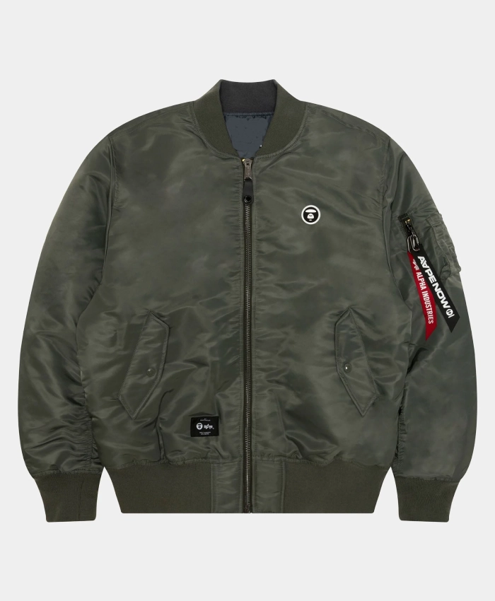 Buy AAPE x Alpha MA1 Green Bomber Jacket