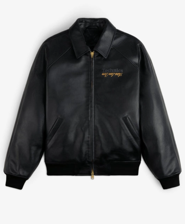 Buy ALD Technics Varsity Black Leather Jacket
