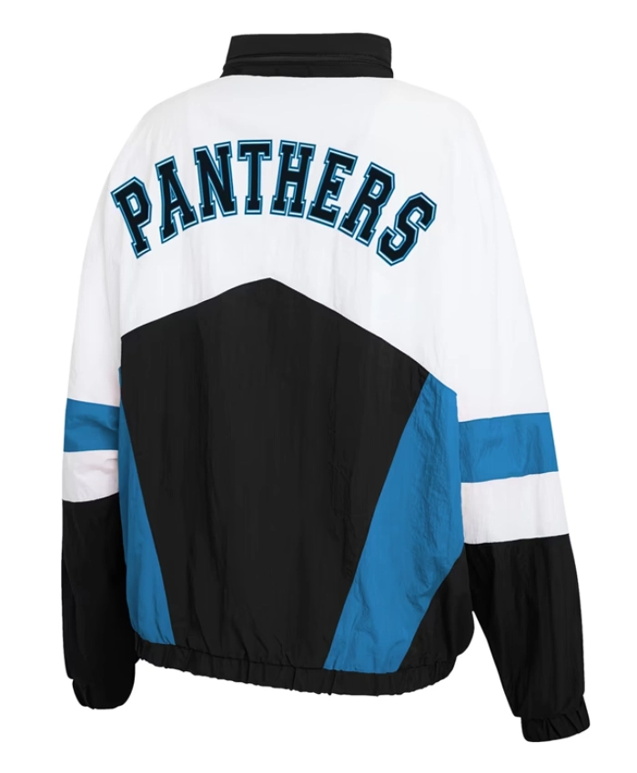 Buy Carolina Panthers Full Zip White and Black Windbreaker Jacket