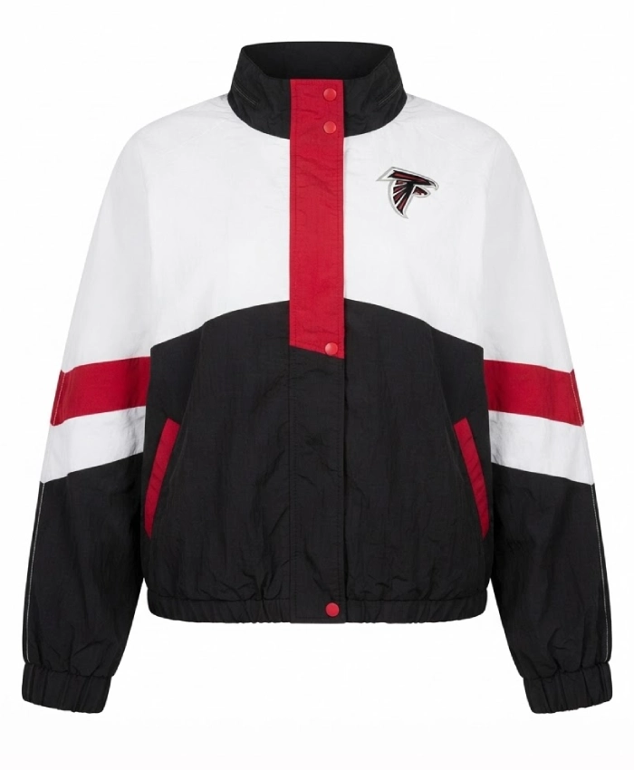 Buy Now Atlanta Falcons Full Zip White and Black Windbreaker Jacket