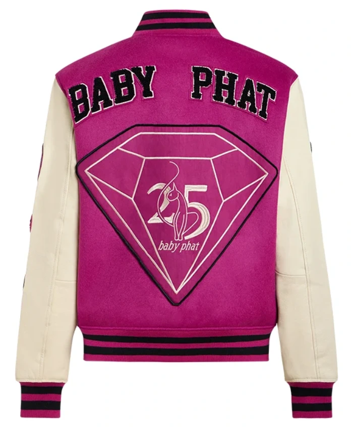 Buy Now Baby Phat Anniversary Pink Wool Leather Varsity Jacket