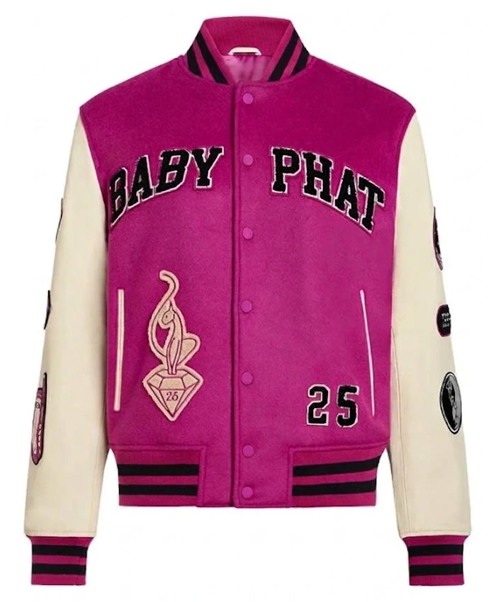 Buy Now Baby Phat Anniversary Pink Wool Varsity Jacket