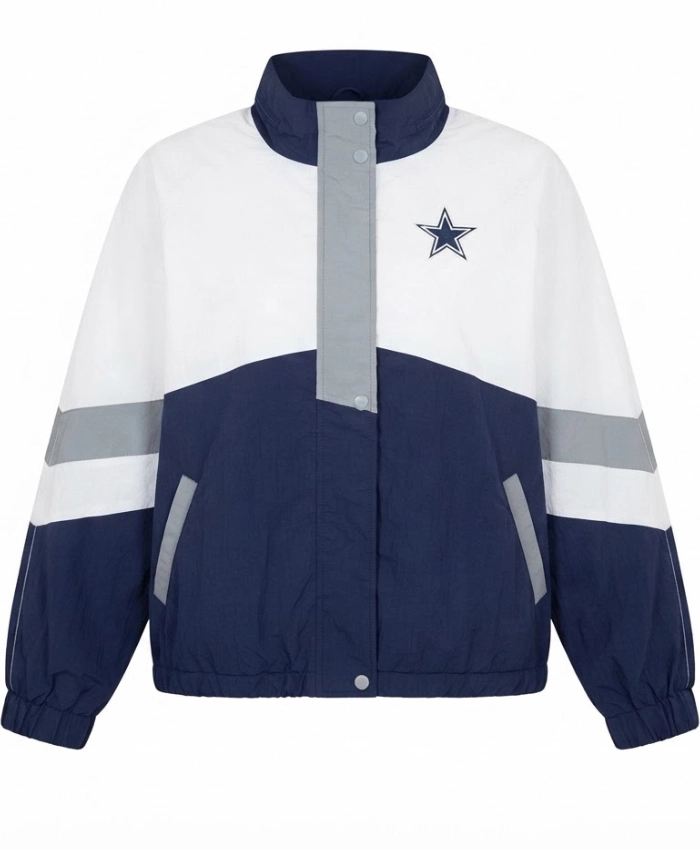 Buy Now Dallas Cowboys Full Zip Navy and White Windbreaker Jacket
