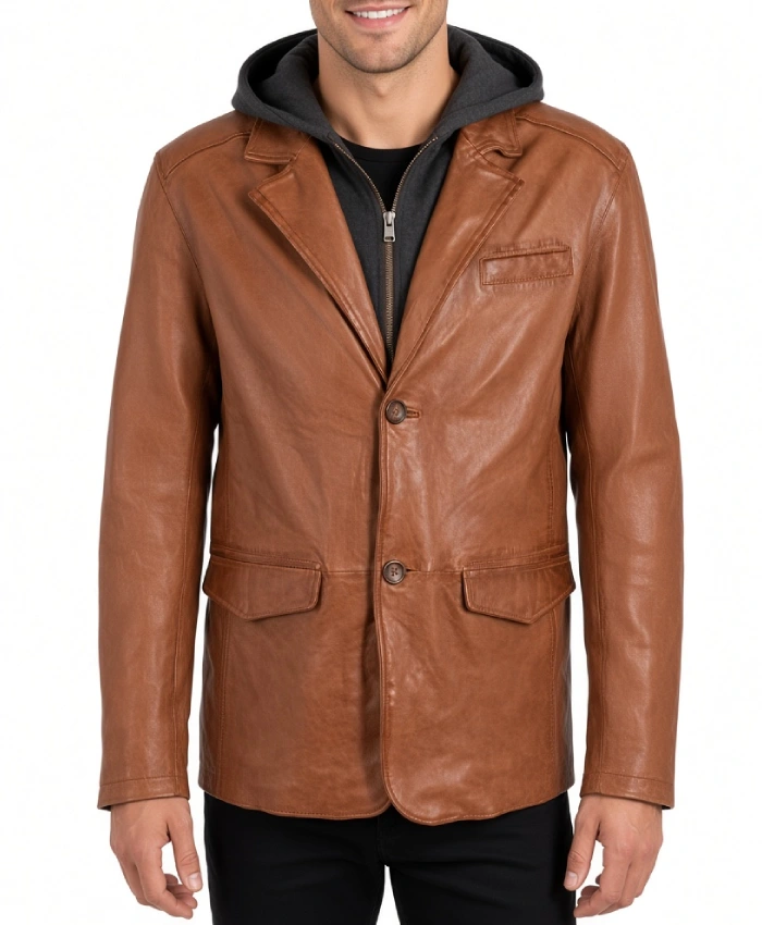 Buy Now Simeon Mens Hooded Cognac Jacket