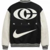 Caitlin Clark Basketball Black and White Leather Varsity Jacket