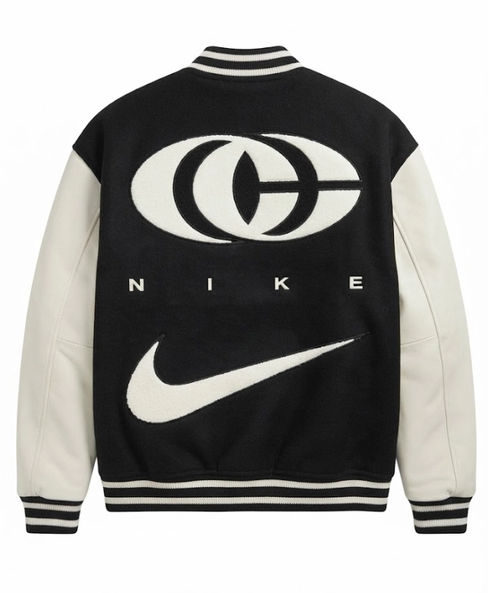 Caitlin Clark Basketball Black and White Leather Varsity Jacket