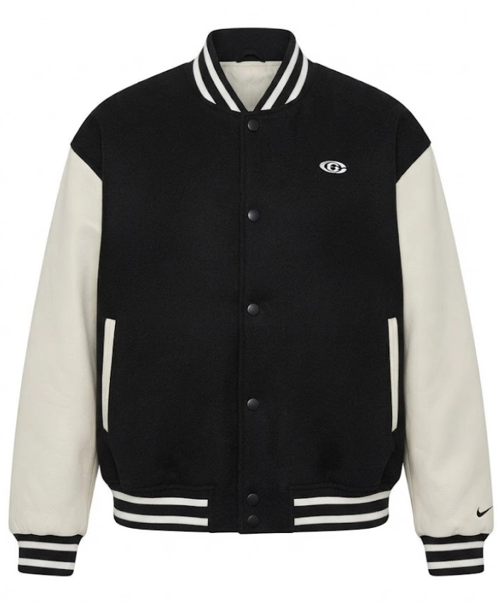 Caitlin Clark Basketball Black and White Varsity Jacket