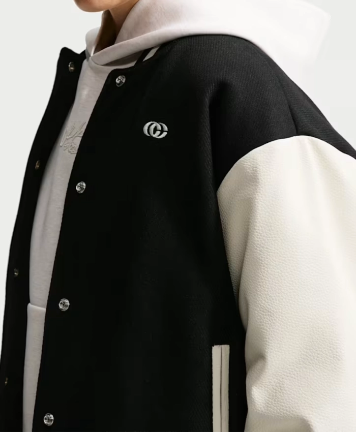 Caitlin Clark Basketball Black and White Wool Leather Jacket