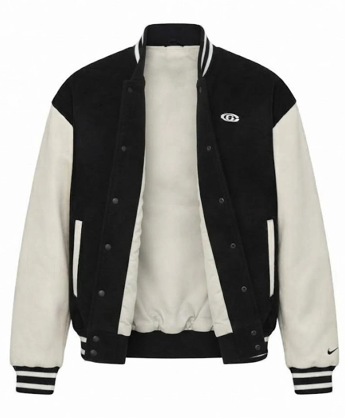 Caitlin Clark Basketball Black and White Wool Varsity Jacket