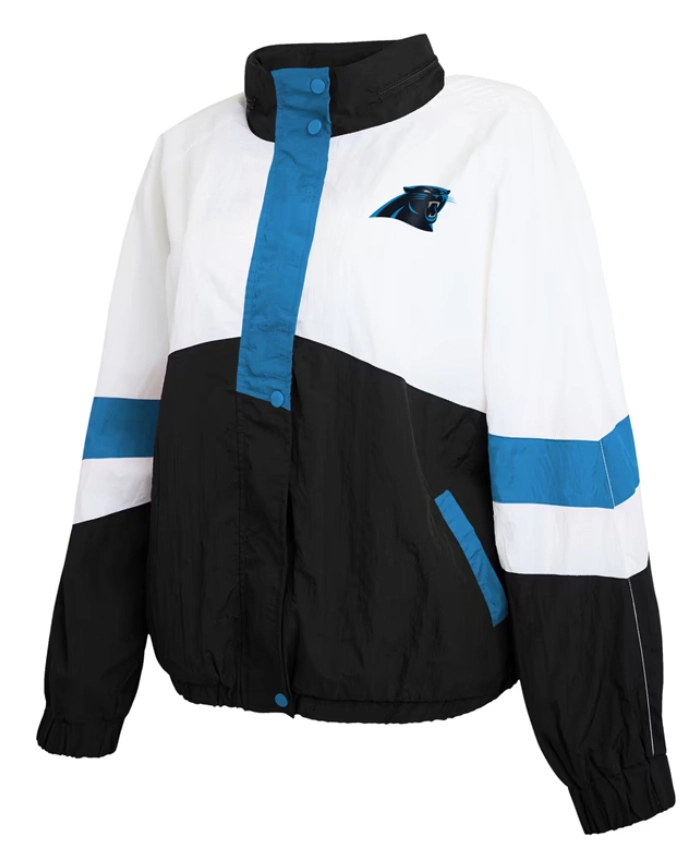 Carolina Panthers Full Zip White and Black Windbreaker Jacket
