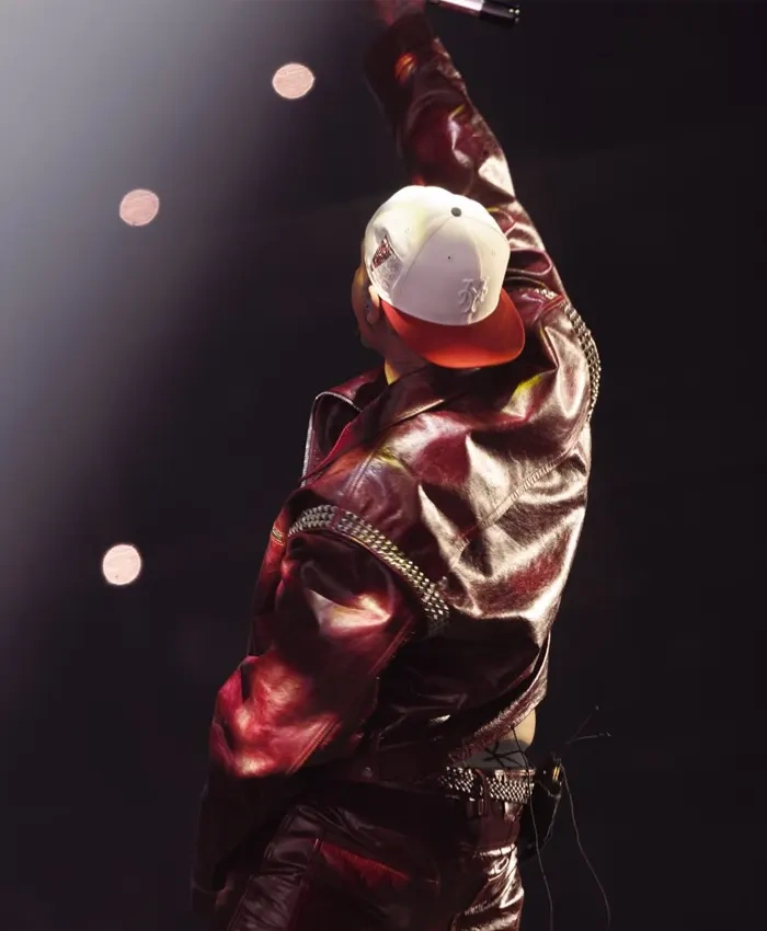 Chris Brown R and B Tour Burgundy Leather Jacket