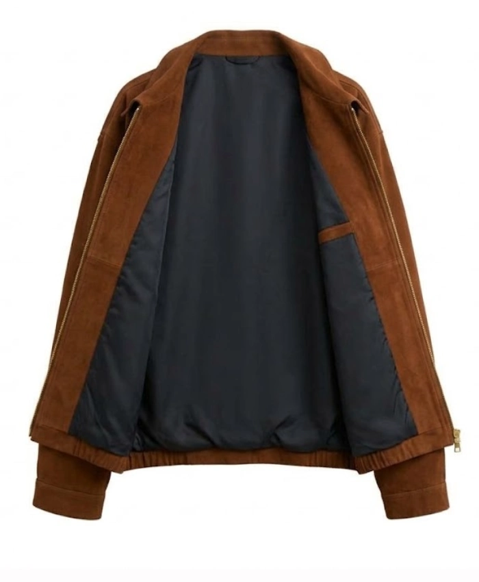 Coach Heritage C Brown Suede Bomber Jacket On Sale