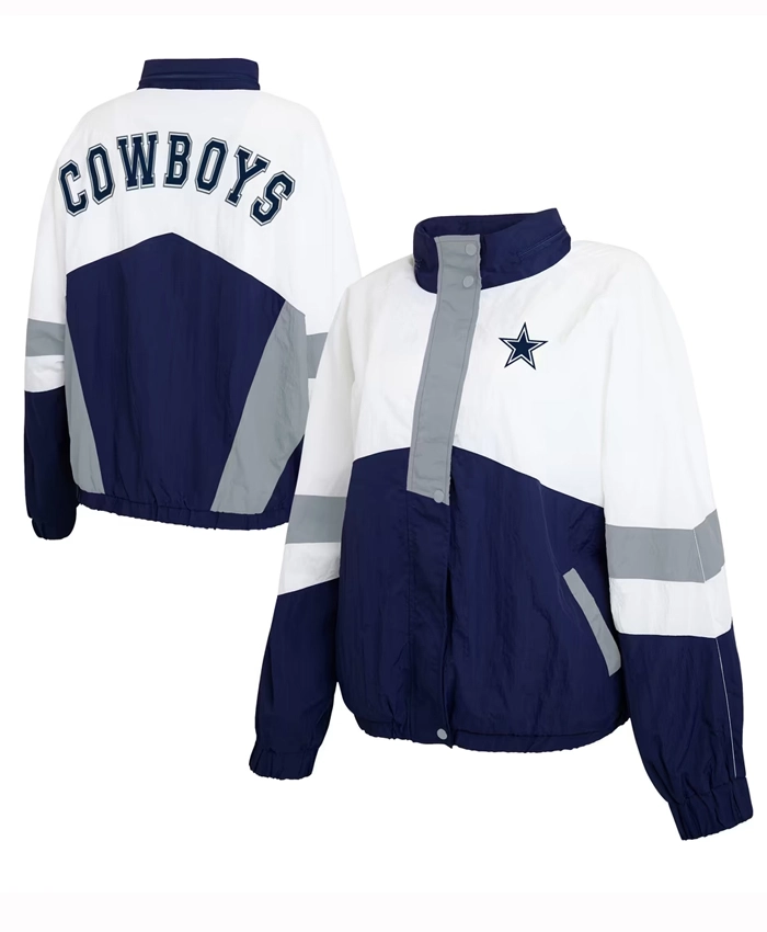 Dallas Cowboys Full Zip Navy and White Windbreaker Jacket