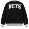 Get Brooklyn Nets Crest Black Varsity Wool Jacket