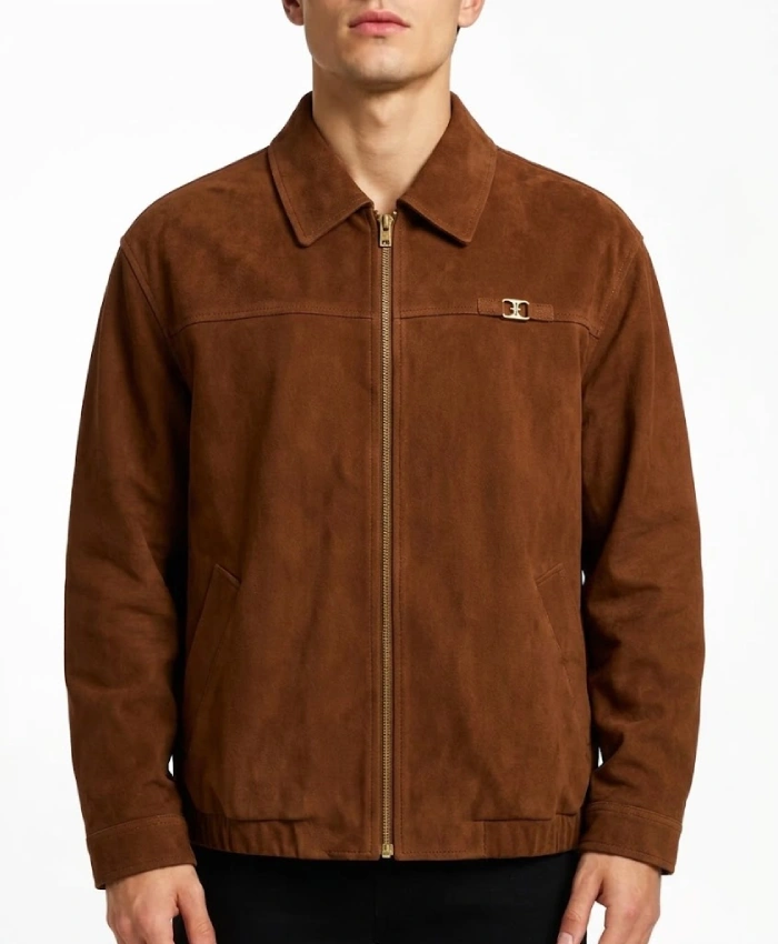 Get Coach Heritage C Brown Suede Bomber Jacket
