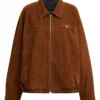 Get Coach Heritage C Brown Suede Bomber Jacket On Sale 