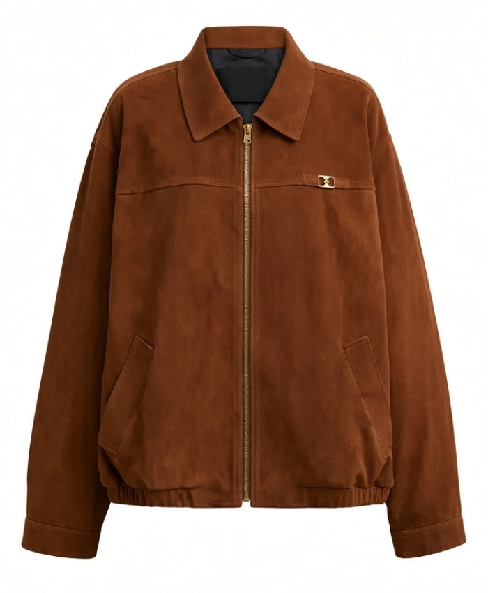 Get Coach Heritage C Brown Suede Bomber Jacket On Sale