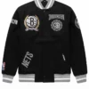 Get Now Brooklyn Nets Crest Black Varsity Jacket