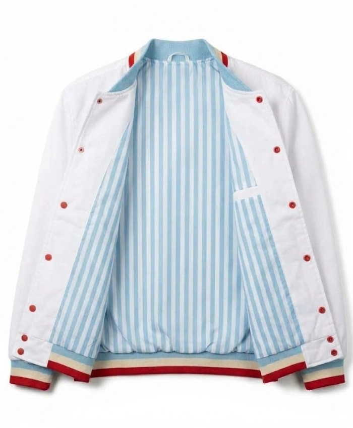 Golf Wang White Full Snap Satin Varsity Jacket Sale