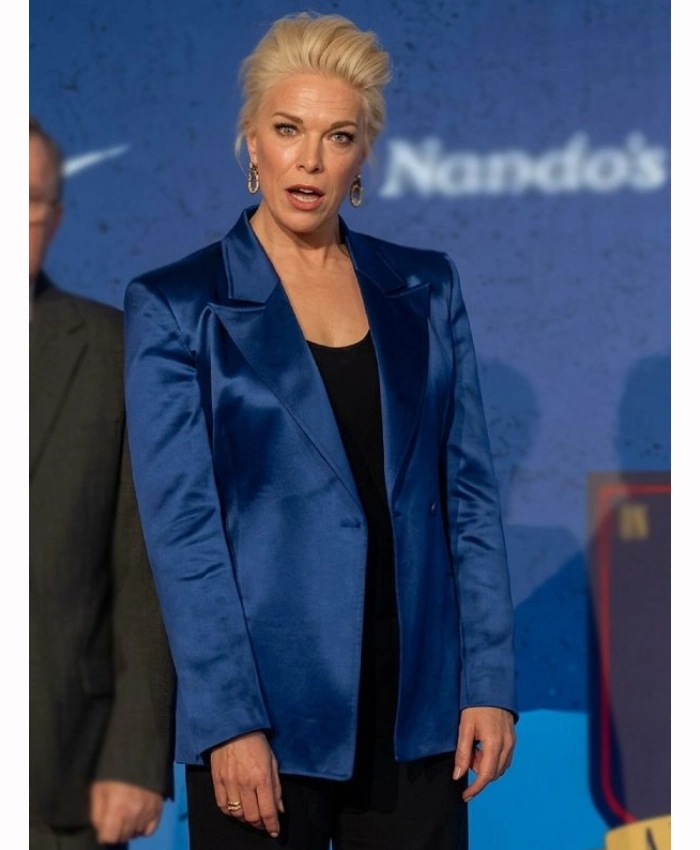 Hannah Waddingham TV Series Ted Lasso Season 4 Rebecca Welton Blue Silk Blazer Sale