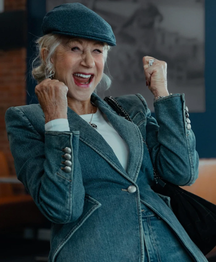 Helen Mirren MobLand TV Series S02 Maeve Harrigan Blue Denim Blazer