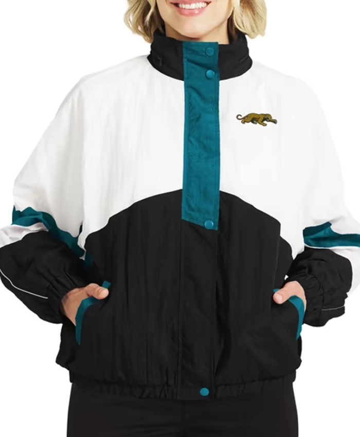 Jacksonville Jaguars Full Zip White and Black Windbreaker Jacket
