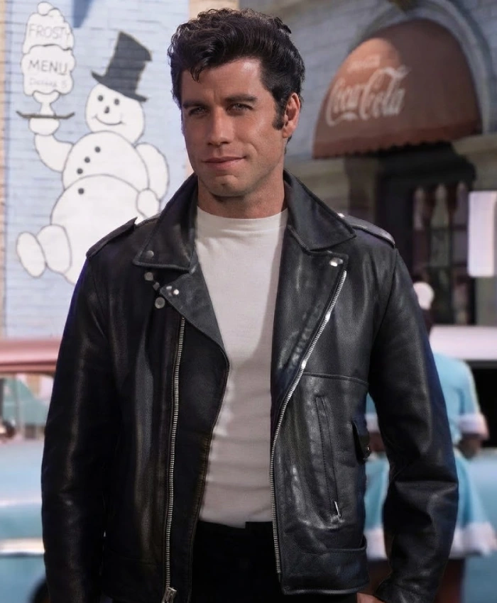 John Travolta Grease T Birds Black Leather Jacket