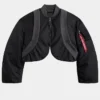KNIT RIB MA1 FLIGHT NYLON BLACK BOMBER JACKET FOR SALE 