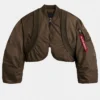 KNIT RIB MA1 FLIGHT NYLON BROWN BOMBER JACKET FOR SALE 