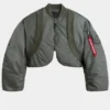 KNIT RIB MA1 FLIGHT NYLON GREEN BOMBER JACKET FOR SALE 