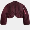 KNIT RIB MA1 FLIGHT NYLON RED BOMBER JACKET FOR SALE 