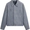 Kith Leather Denim Dario Blue Trucker Jacket For Sale 