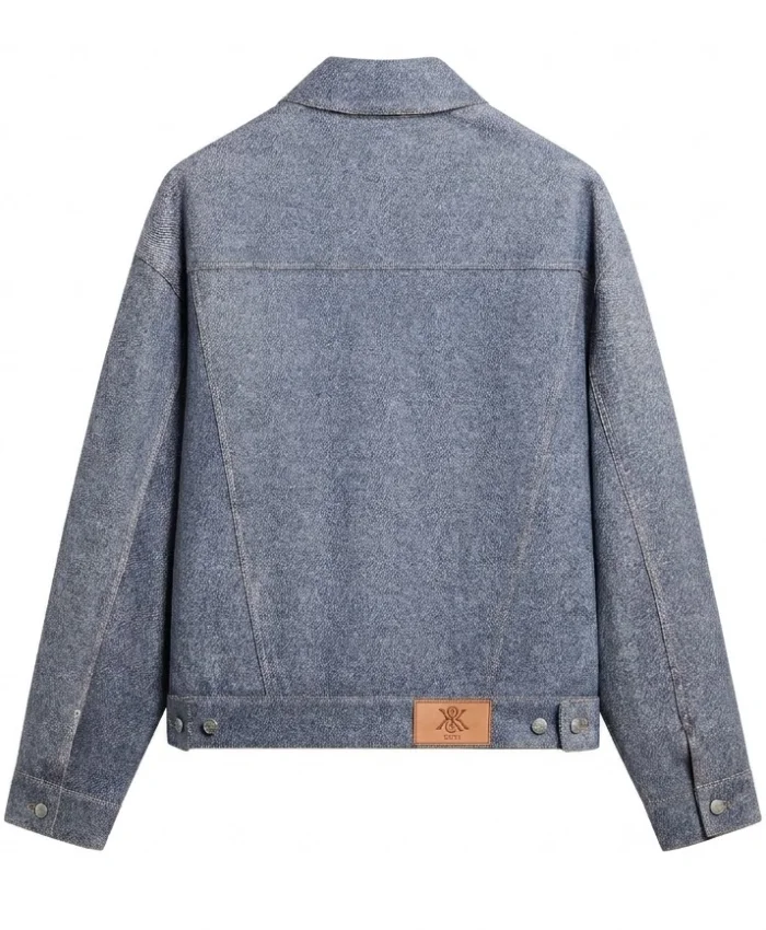 Kith Leather Denim Dario Blue Trucker Jacket