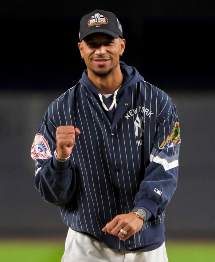 Kith for the New York Yankees Cupro Ferris Blue Fleece Jacket