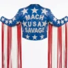 Macho Man Inspired Fringe Patriotic Custom Wrestling Leather Cosplay Jacket Sale
