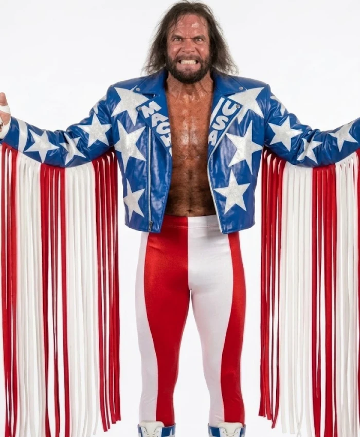 Macho Man Inspired Fringe Patriotic Custom Wrestling Leather Cosplay Jacket