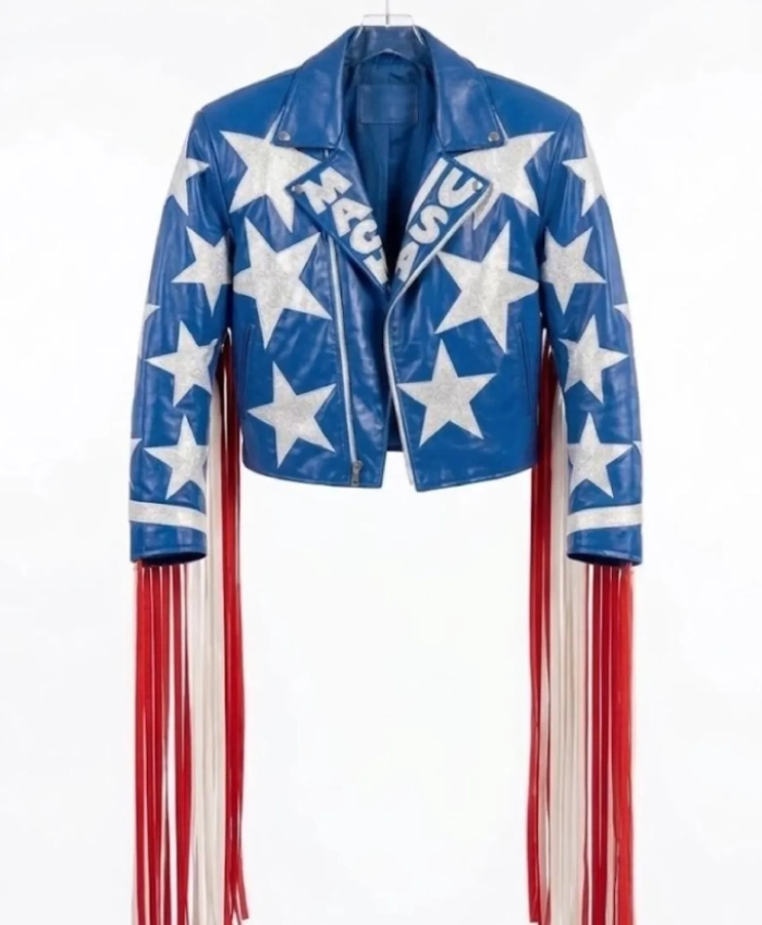 Macho Man Inspired Fringe Patriotic Custom Wrestling Leather Jacket