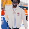 Malik Nabers Nigel Sylvester x Avirex Icon Brick Cream Leather Bomber Jacket
