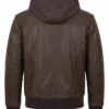 Mens Hooded Leather Bomber Jacket For Sale