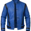 Michael Jackson White Thriller Blue Leather Jacket