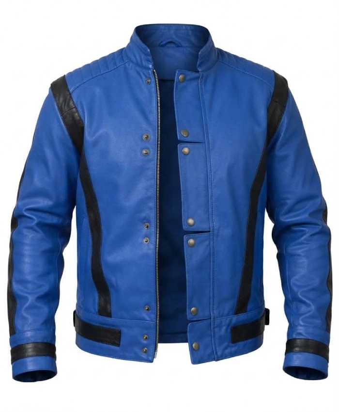 Michael Jackson White Thriller Blue Leather Jacket