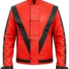 Michael Jackson White Thriller Red Leather Jacket