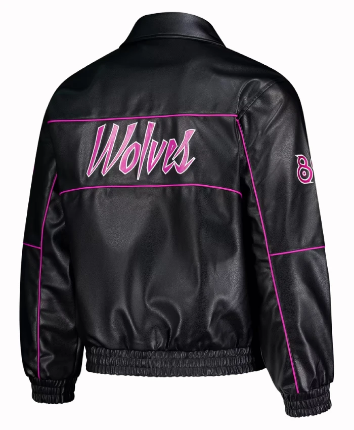 Minnesota Timberwolves The Wild Collective Black Leather Jacket