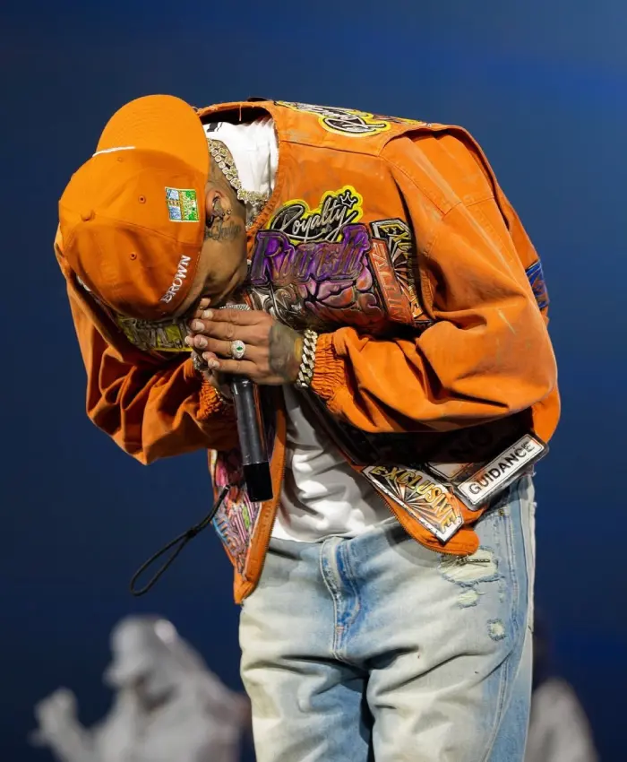 Chris Brown 35th Night R&B Tour Orange Graphic Jacket